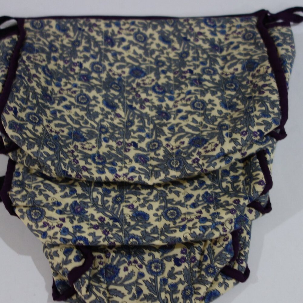 Handmade Vintage Cotton Make Up Set of 3 Cosmetic Bags with Zipper